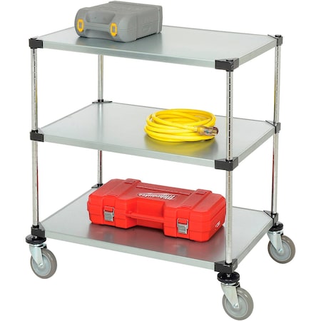 Nexel 3 Shelf Cart, Galvanized, 36inW x 24inD x 39inH, Polyurethane Casters 188891